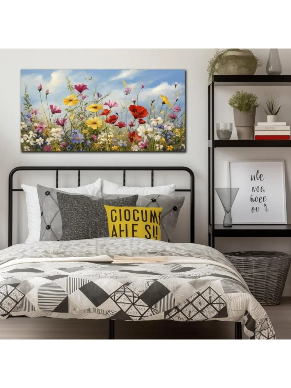 Colorful Flower Wall Art for Bedroom Decor | Teen Girl Artwork | Vibrant Home